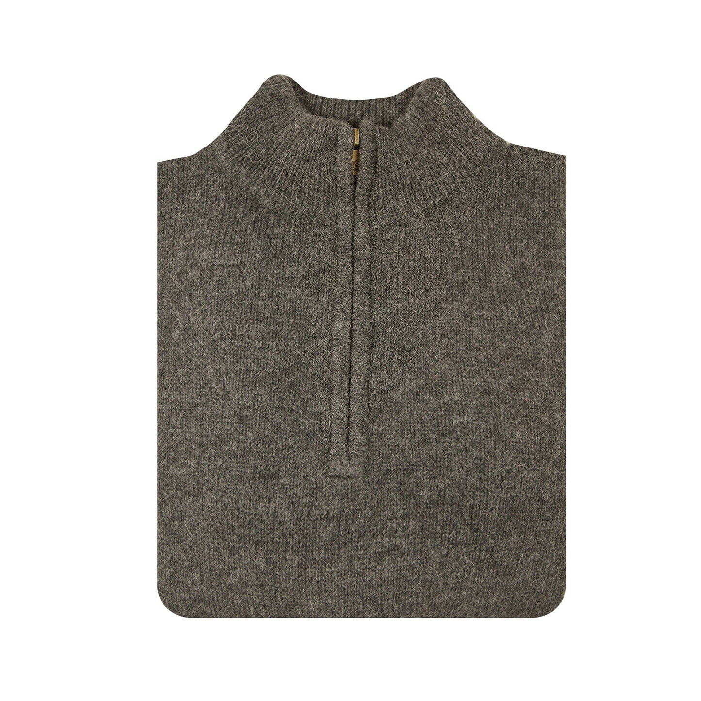100% SHETLAND RAGG WOOL Half Zip Up Knit JUMPER Pullover Mens Sweater Knitted - Charcoal - 3XL