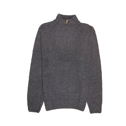 100% SHETLAND RAGG WOOL Half Zip Up Knit JUMPER Pullover Mens Sweater Knitted - Denim Blue (45) - 3XL - 4XL