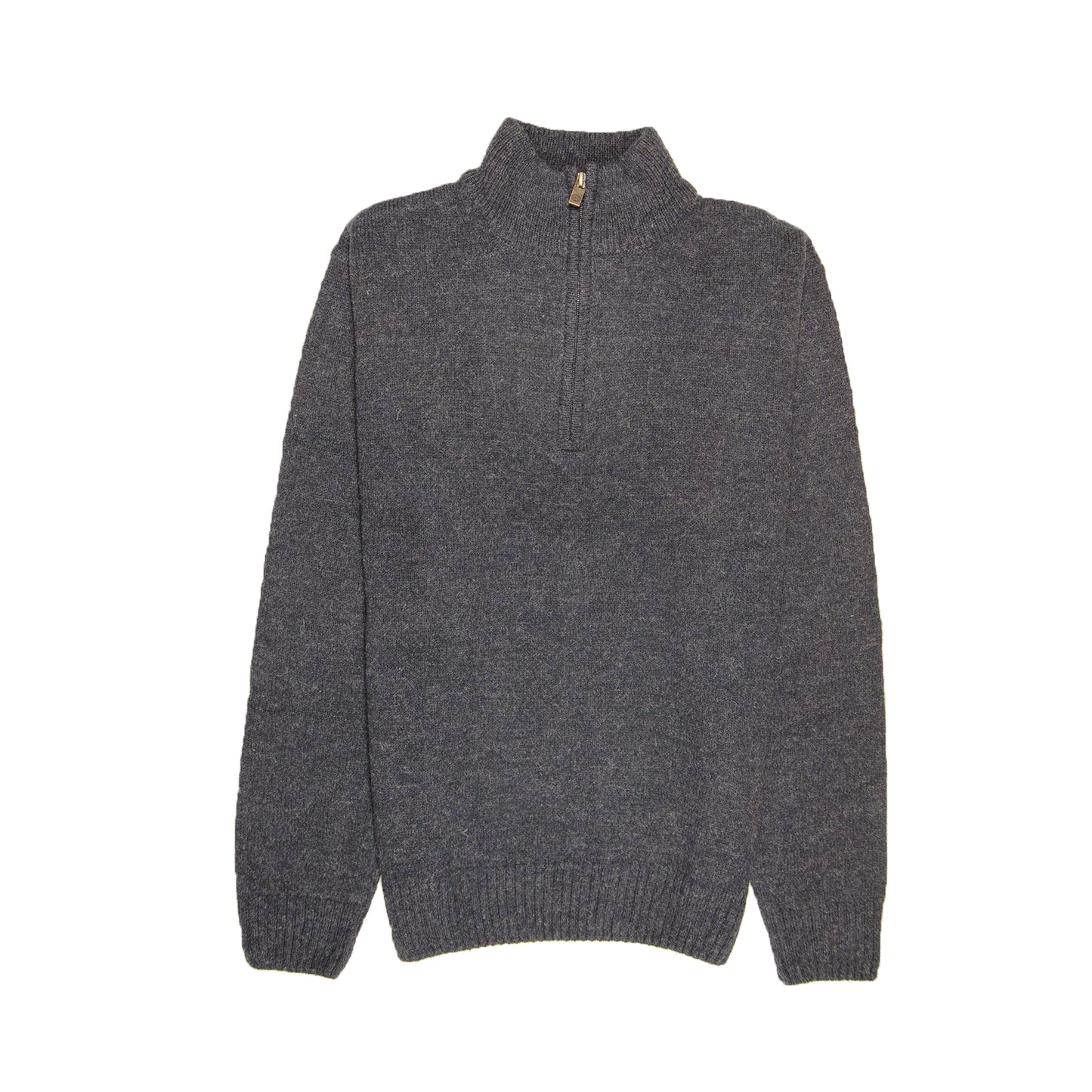 100% SHETLAND RAGG WOOL Half Zip Up Knit JUMPER Pullover Mens Sweater Knitted - Denim Blue (45) - 3XL - M