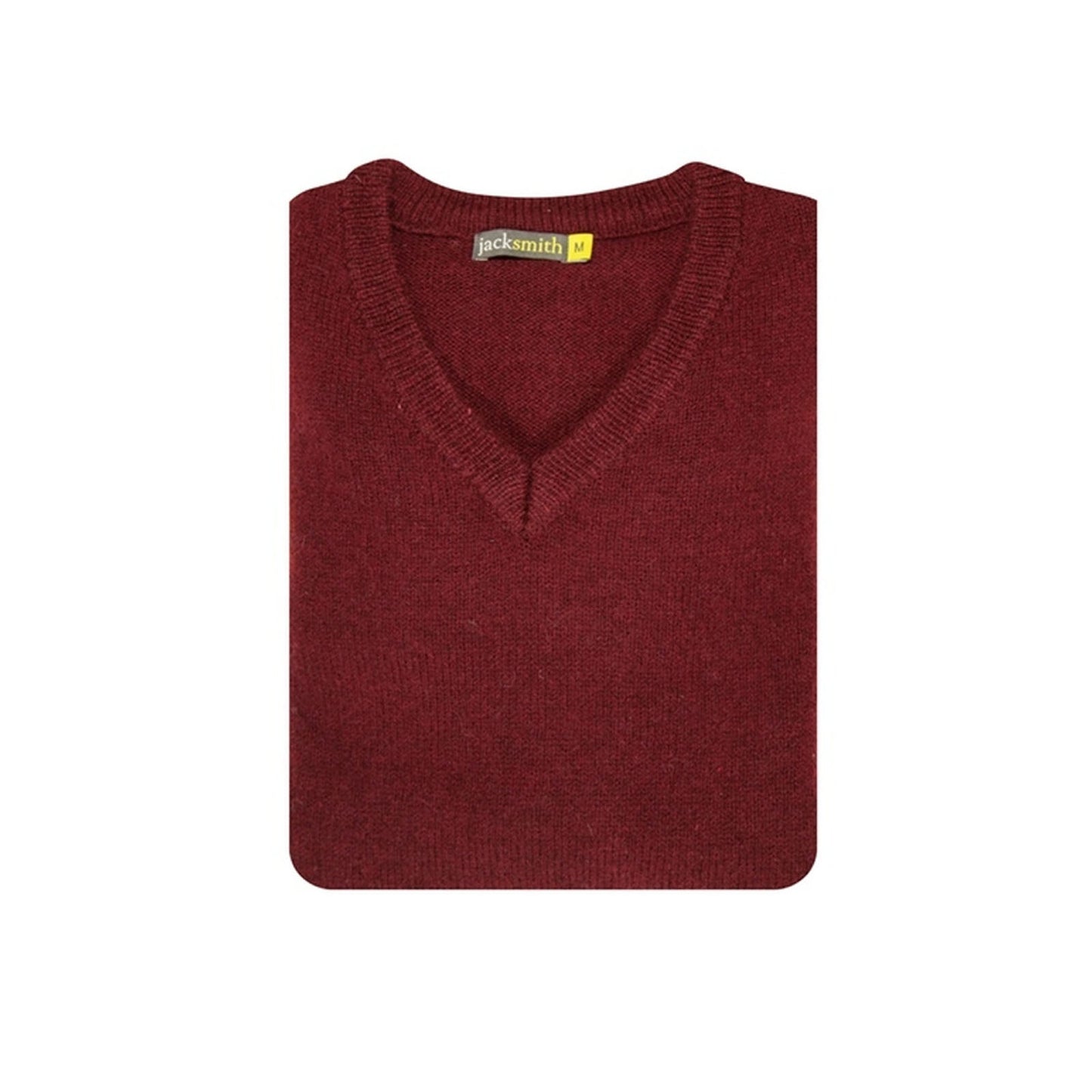 100% Shetland Ragg Wool V Neck Knit Jumper Pullover Mens Sweater Knitted - Burgundy - XXL