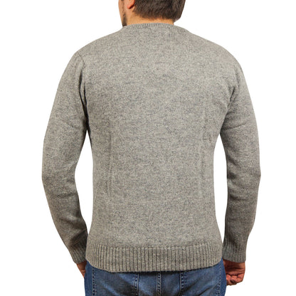 100% Shetland Ragg Wool V Neck Knit Jumper Pullover Mens Sweater Knitted - Grey - XL
