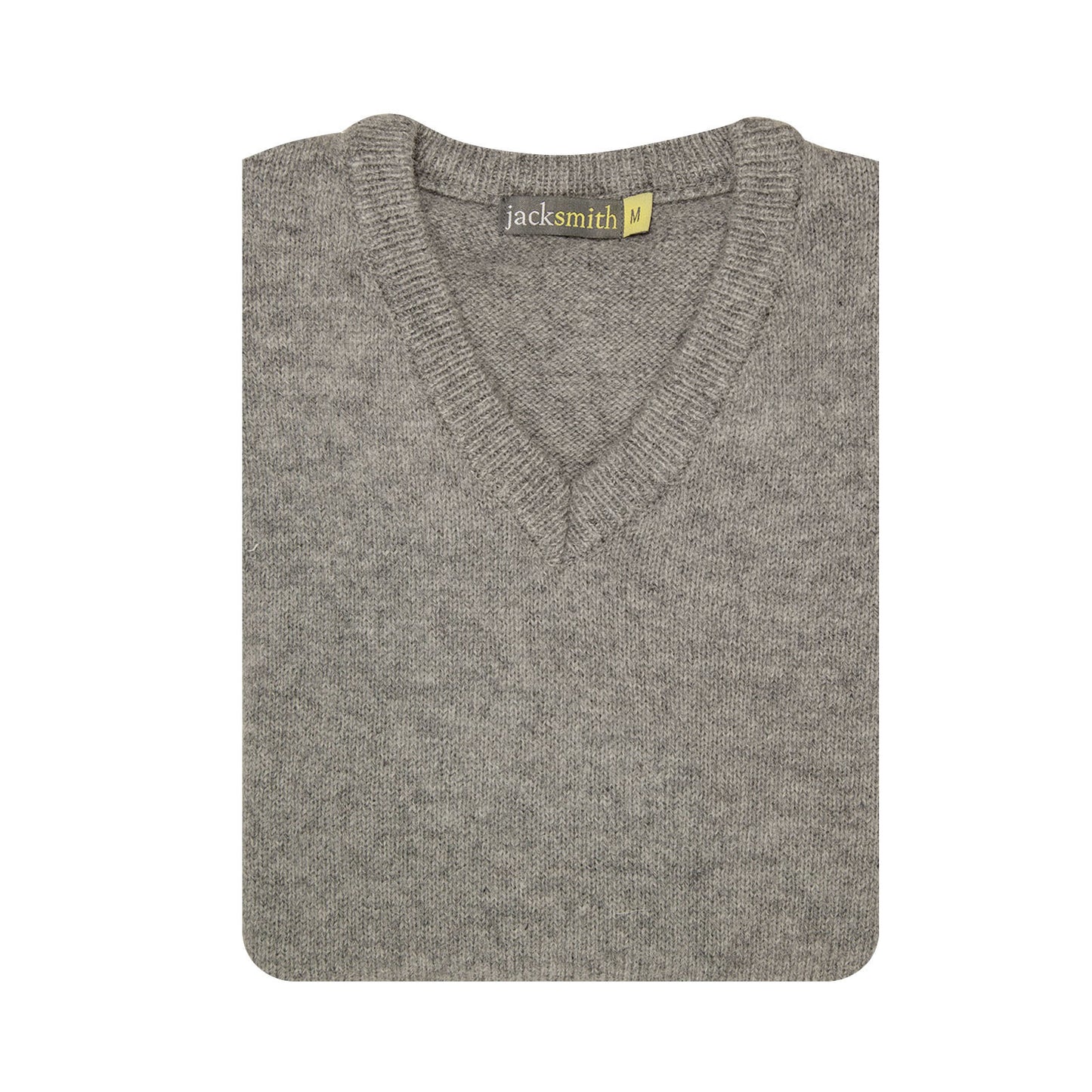 100% Shetland Ragg Wool V Neck Knit Jumper Pullover Mens Sweater Knitted - Grey - XL