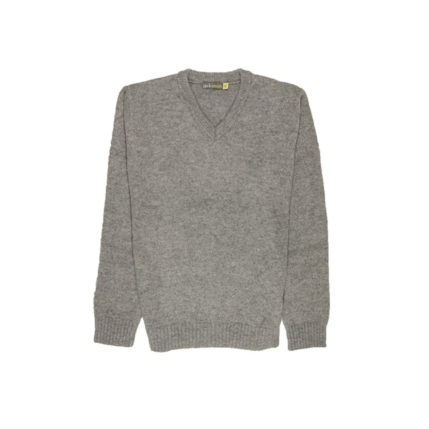 100% Shetland Ragg Wool V Neck Knit Jumper Pullover Mens Sweater Knitted - Grey - XL