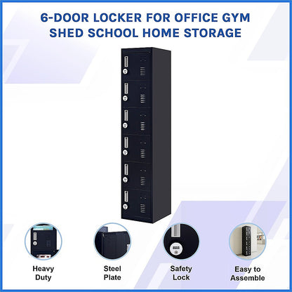 6-Door Locker for Office Gym Shed School Home Storage