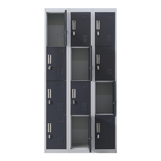 12-Door Locker for Office Gym Shed School Home Storage - Padlock-operated