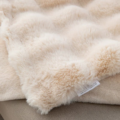 Apricot 70*100cm Plush Toscana Throw Blanket - Soft Flannel Fleece for All Seasons, Perfect for Couch & Bed