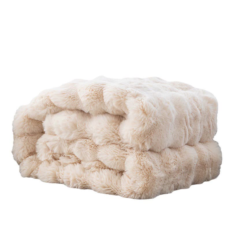 Apricot 70*100cm Plush Toscana Throw Blanket - Soft Flannel Fleece for All Seasons, Perfect for Couch & Bed