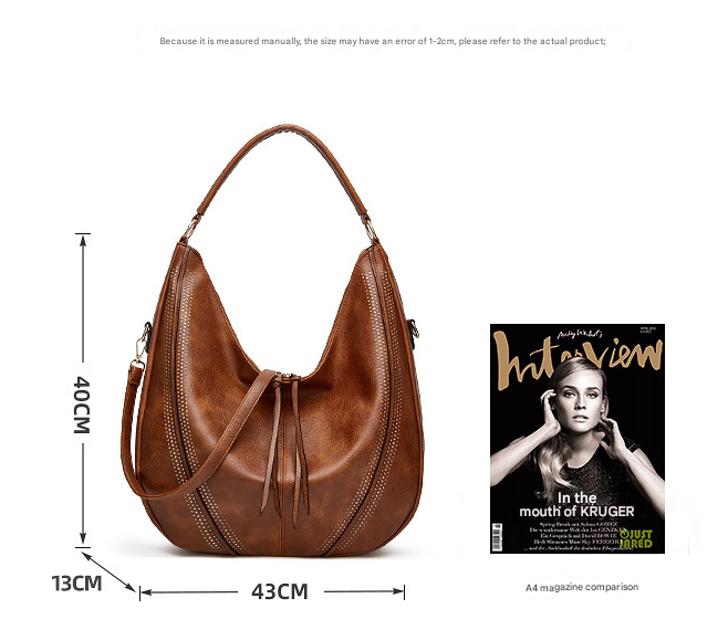 Brown Mother and Child Bag Two Piece Set Distressed Faux Leather Hobo Bag - Large Capacity Shoulder Bag for Women