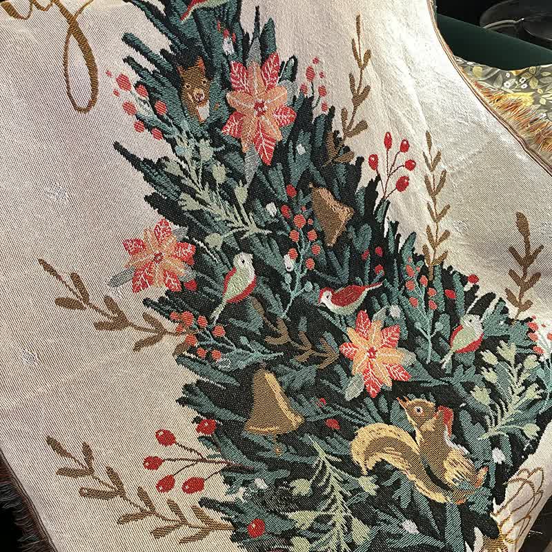 Beige Christmas Tree Throw Blanket | Festive Sofa Cover for Holiday Decor, 110x160cm