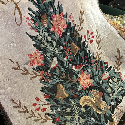 Beige Christmas Tree Throw Blanket | Festive Sofa Cover for Holiday Decor, 110x160cm