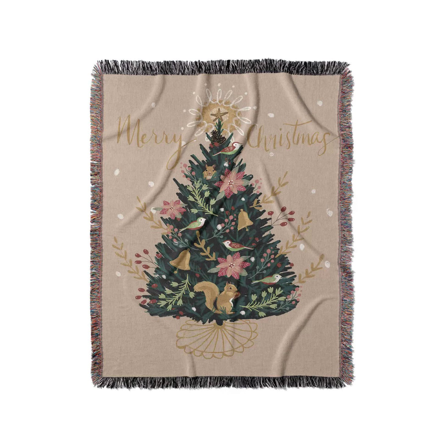 Beige Christmas Tree Throw Blanket | Festive Sofa Cover for Holiday Decor, 110x160cm