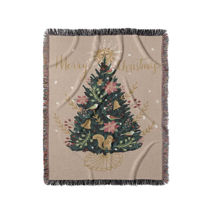 Beige Christmas Tree Throw Blanket | Festive Sofa Cover for Holiday Decor, 110x160cm