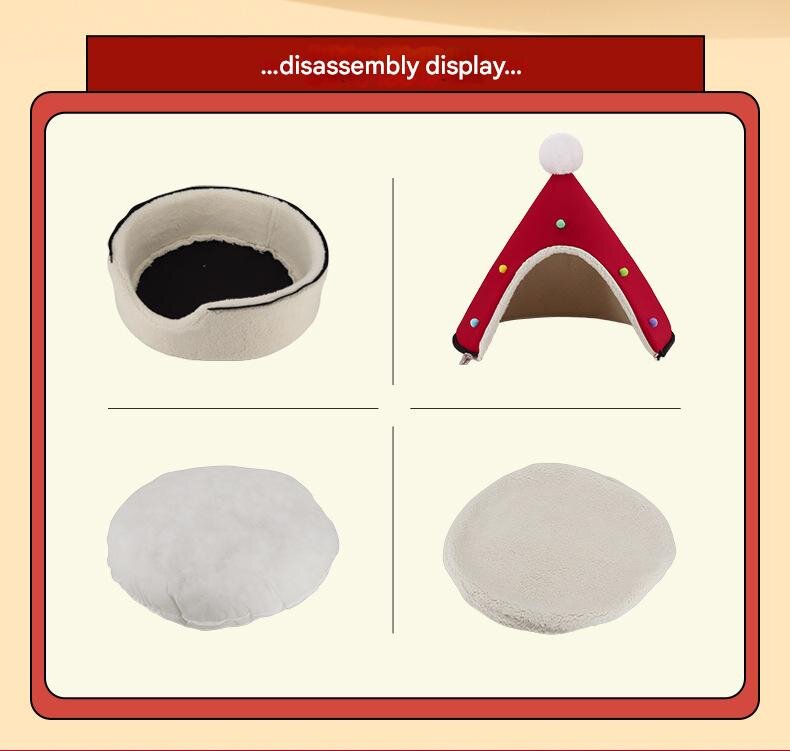 Festive Detachable Pet House - Cozy Green Christmas tree Design (S - 37x46cm)