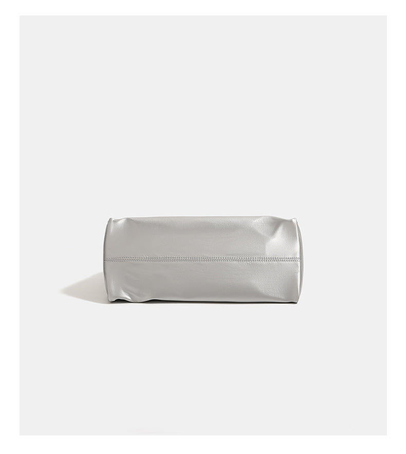 Silver Luminous Silver Nylon Underarm Shoulder Bag - Convertible Crossbody Hobo with Pouch - Lightweight & Modern