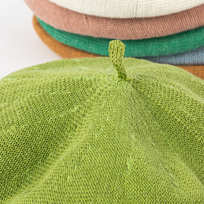 Black Linen Knit Beret - Classic Soft and Stylish Headwear