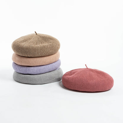White Linen Knit Beret - Classic Soft and Stylish Headwear