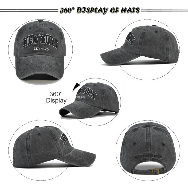 Vintage New York Est. 1625" Washed Cotton Baseball Cap - Adjustable & Unisex(black)"
