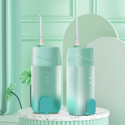 Green Smart Telescopic Portable Water Flosser - USB Rechargeable Oral Irrigator, IPX7 Waterproof, 3 Modes & 4 Nozzles