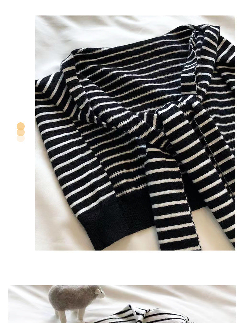 Khaki Chic Striped Knit Tie-Front Shawl - Lightweight Versatile Layering Capelet for Women