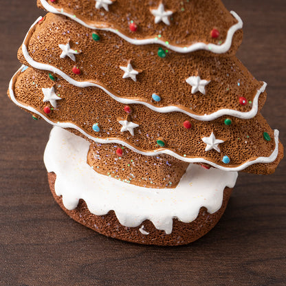 Yellow Charming Gingerbread Christmas Tree Figurine - Festive Resin Holiday Table Decor Ornament