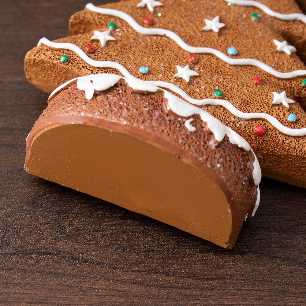 2 Pcs (1 Yellow + 1 Brown) Charming Gingerbread Christmas Tree Figurine - Festive Resin Holiday Table Decor Ornament