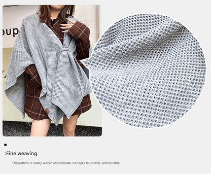 Camel-hair Color Luxurious Faux Cashmere Knitted Cape - Large Buckled 90 x 140 cm Women's Versatile Shawl