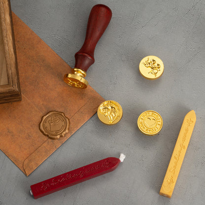 Present 2-Piece Retro Sealing Wax Stamp Set - 11.3 x 11.3 x 3.6 cm DIY Gift Box Kit for Handmade Crafts