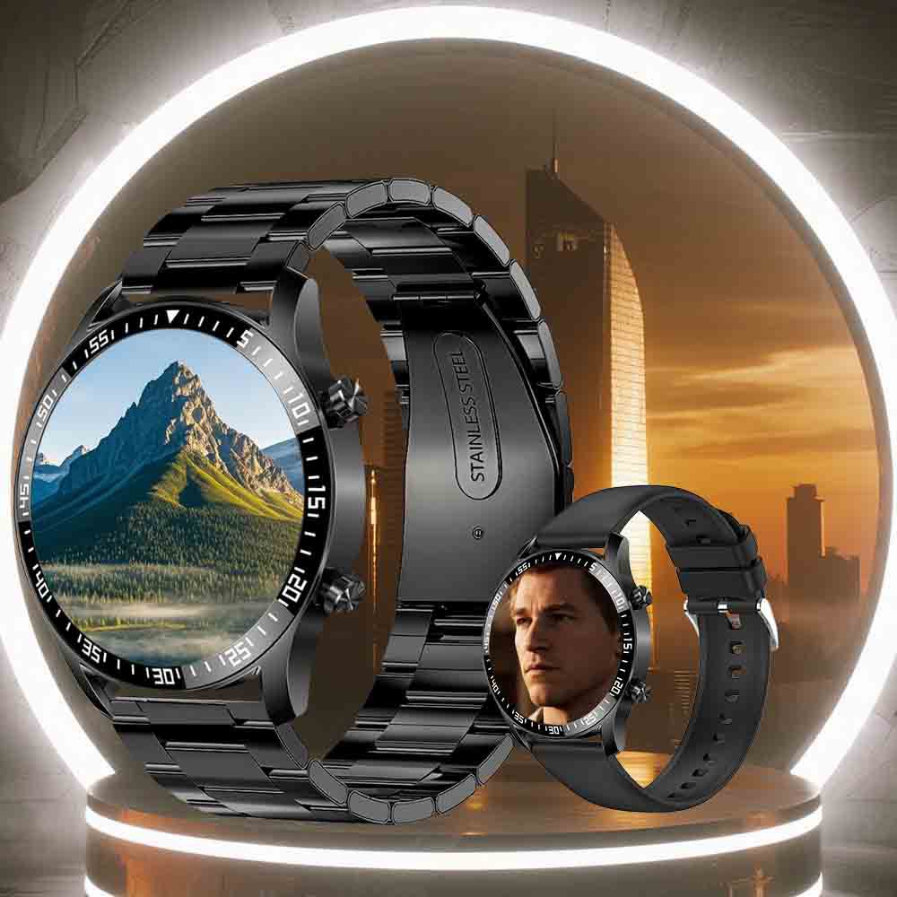 Black Silicone Business Smartwatch with ECG and PPG Monitoring