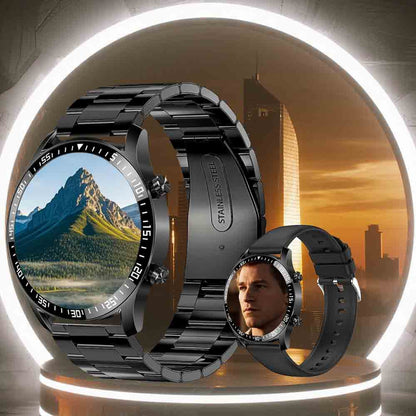 Black Silicone Business Smartwatch with ECG and PPG Monitoring