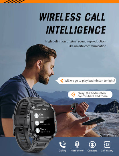 Smartwatch with Flashlight, Compass & Wireless Calling - Health & Fitness Tracker(Black case with black steel + black silicone)