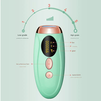 Advanced IPL Home Hair Removal System - 990K Flashes, 5 Levels, Auto/Manual Mode for Silky Skin(white)