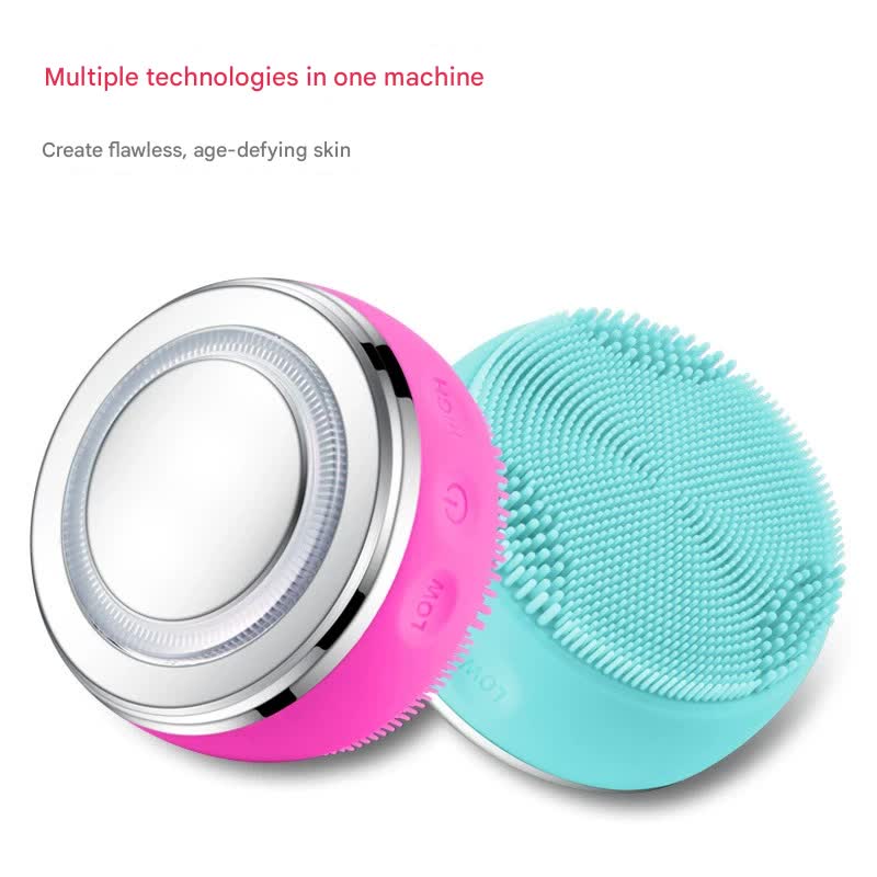Multi-Spectrum LED Facial Cleansing & Massaging Device with Heat, Vibration & EMS(pink)