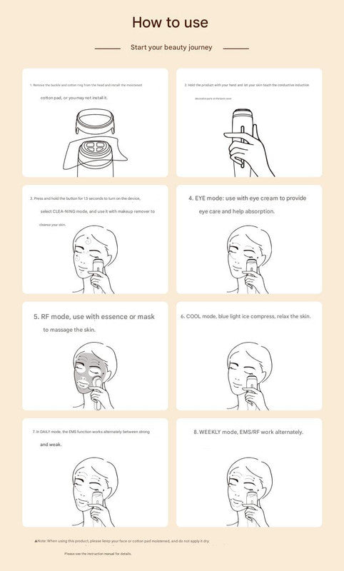 Multi-Function Facial Beauty Device - 6 Modes, 3 Intensity Levels, LED Therapy & Magnetic Charging(red)