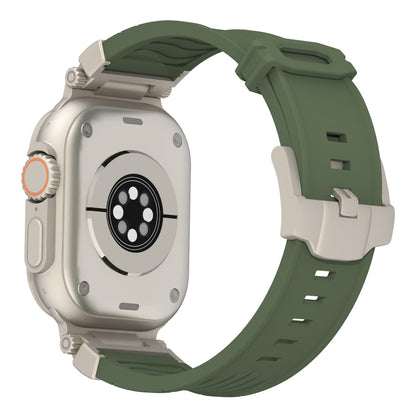 White Rugged Tactical Silicone Strap for Apple Watch Ultra & Series - Heavy-Duty Metal Clasp