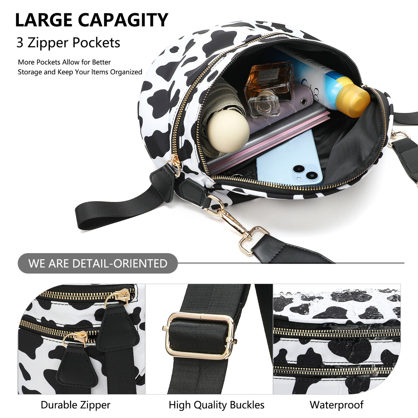 Light Purple Checkered Trendy Sling Bag - Women's Crescent Crossbody Purse with Wide Adjustable Strap