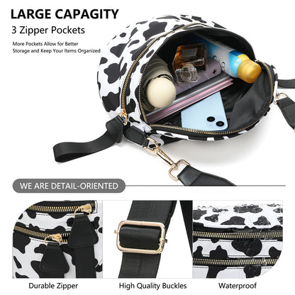Rose Red Checkered Trendy Sling Bag - Women's Crescent Crossbody Purse with Wide Adjustable Strap
