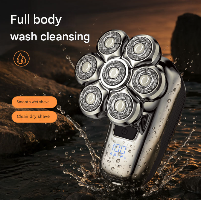 Professional Floating Head Electric Shaver for Men - 5-in-1 Cordless Grooming Kit with LED Display