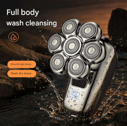 Professional Floating Head Electric Shaver for Men - 5-in-1 Cordless Grooming Kit with LED Display