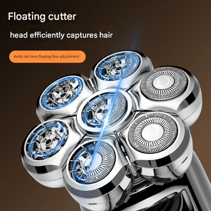 Professional Floating Head Electric Shaver for Men - 5-in-1 Cordless Grooming Kit with LED Display