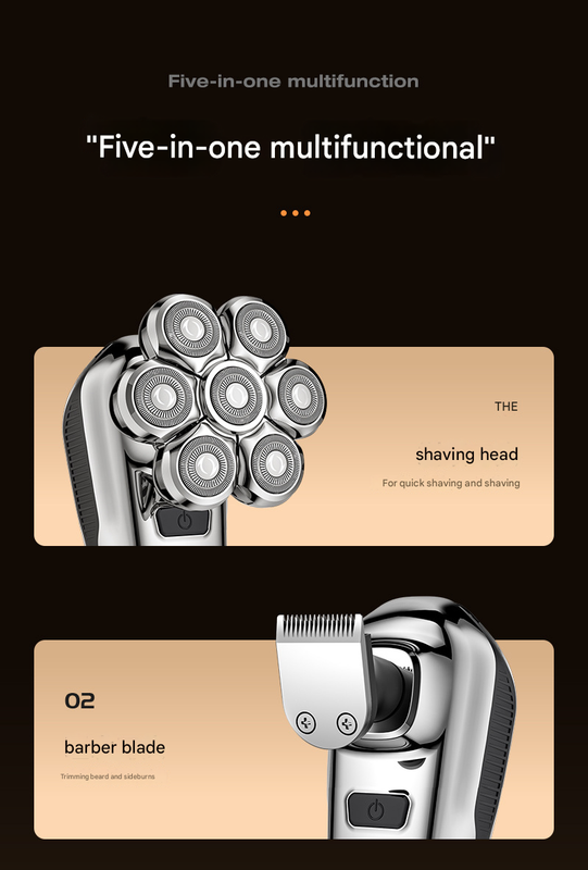 Professional Floating Head Electric Shaver for Men - 5-in-1 Cordless Grooming Kit with LED Display