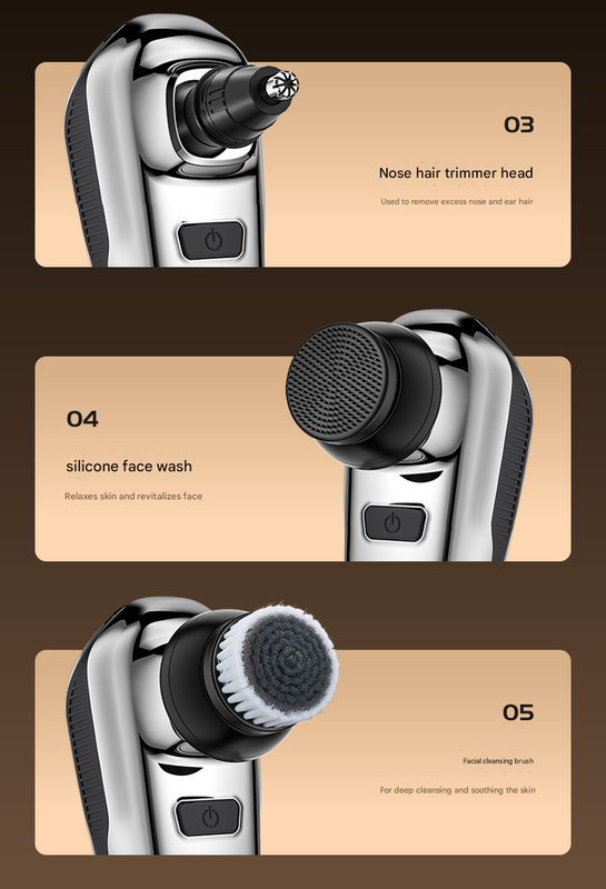 Professional Floating Head Electric Shaver for Men - 5-in-1 Cordless Grooming Kit with LED Display