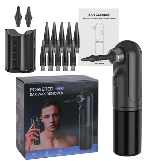 Rechargeable Electric Ear Cleaner & Washer Kit - Waterproof Ear Wax Removal System with 4 Modes & 12 Tips(black)