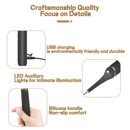 Professional Ultrasonic Teeth Cleaner - 3 Modes, IPX7 Waterproof Dental Scaler Kit with LED Light & 3 Heads(black)
