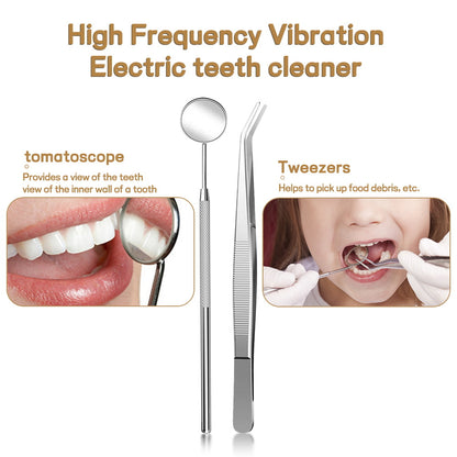 Professional Ultrasonic Teeth Cleaner - 3 Modes, IPX7 Waterproof Dental Scaler Kit with LED Light & 3 Heads(black)