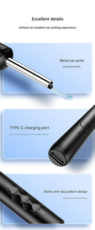 Smart Visual Ear Cleaner with HD WiFi Camera - Gentle Silicone Tips, USB-C Rechargeable Otoscope for Safe Ear Wax Removal(White low-level version)