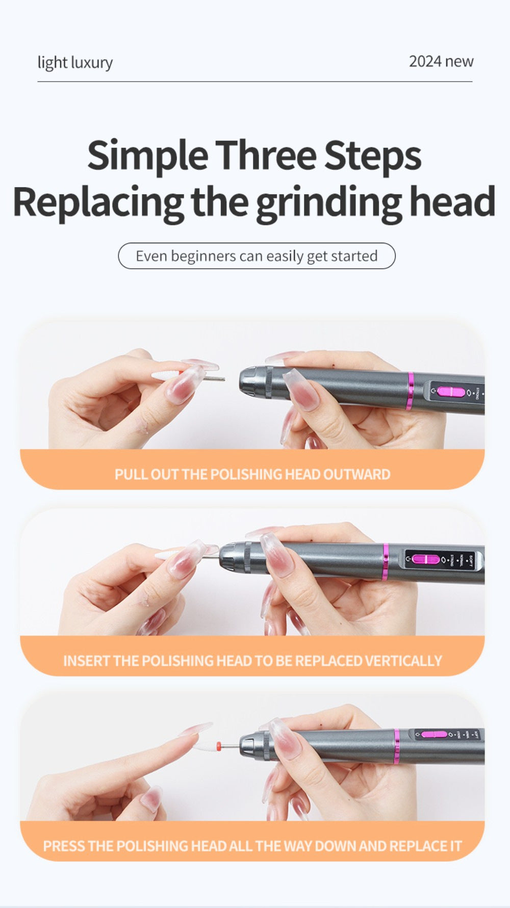 Professional Electric Nail Drill Pen Kit - 3-Speed, Bidirectional, Rechargeable Manicure & Pedicure Tool(Silver Gray)
