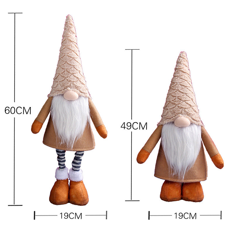 Retractable Leg Christmas Gnome Plush - Adjustable Standing Holiday Decoration(pink)