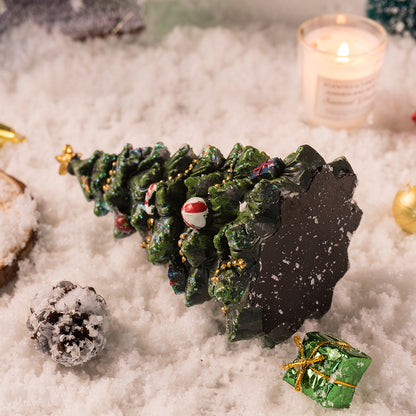 Miniature Decorated Christmas Tree Tabletop Ornament - Holiday Village Display Decoration(green)