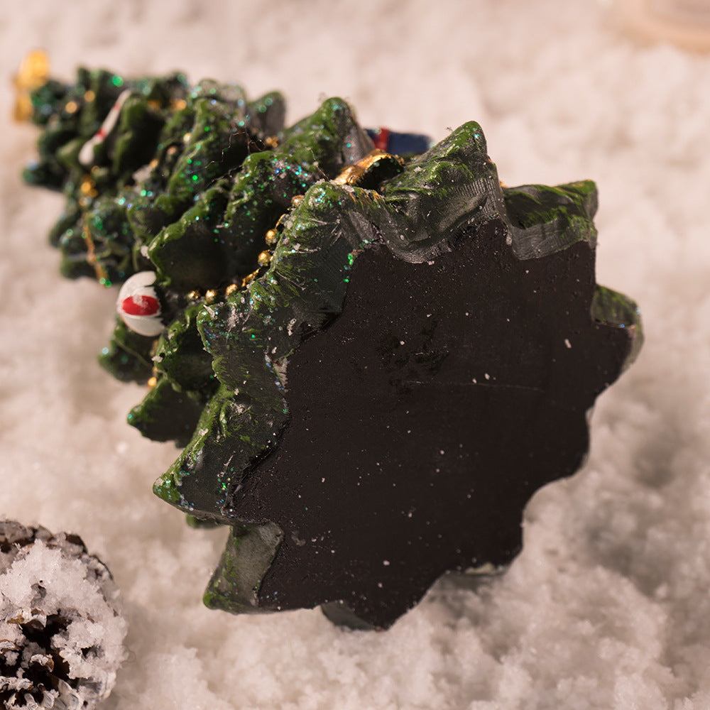 Miniature Decorated Christmas Tree Tabletop Ornament - Holiday Village Display Decoration(green)