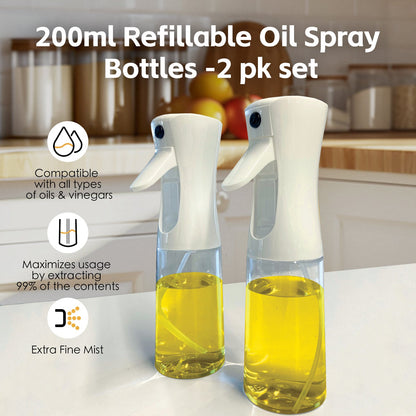 2 pk 200ml Refillable Oil Spray Bottles